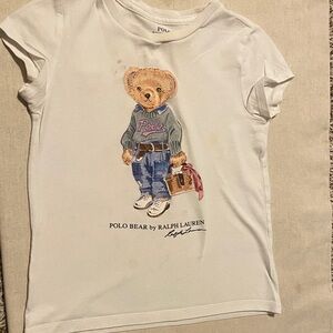 Ralph Lauren Kids White Polo Bear Graphic Tee